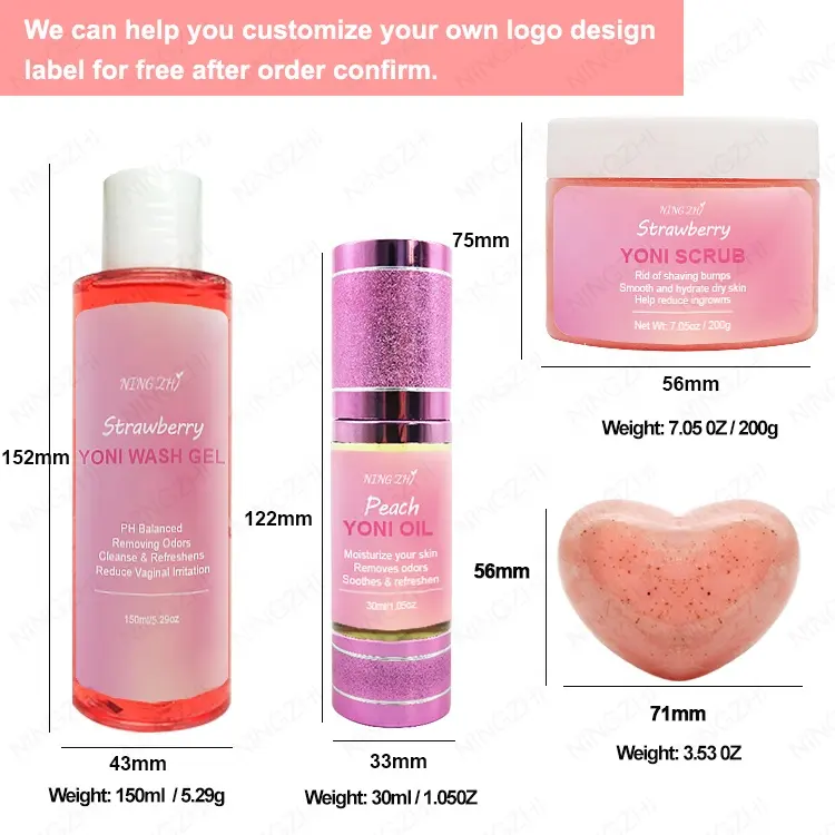 Ningzhi customized private label 100% herbal yoni scrub oil wash gel yoni care kit