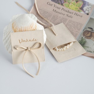 Beige Apricot 6X6 cm Microfiber Envelope Jewelry Gift Packaging Pouch <b>Rope</b> for Comb Baby Teeth Chain-for Storing Your Precious - Product Image 4