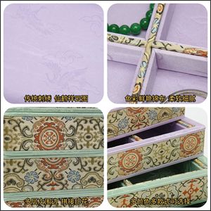 Plateau à bijoux de style chinois en brocart et bois pour rangement et présentation de bracelets et colliers, vente en gros - Product Image 5