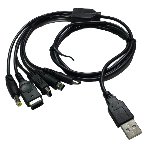 5 in 1 USB Charger Charging Cable for DS Lite NDSL for 3DS for GameBoy Advance GBASP USB Cable for PSP for WiiU