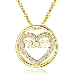 Anniyo Geschenk für Mom Anhänger Halsketten Mütter Geschenk Herz Schmuck Mit Strass Mama Geburtstag geschenke