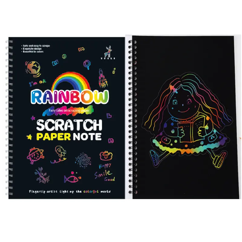 Oem 10pages16K Tekening Diy Scratch Art Rainbow Scratch Papier Voor Kids