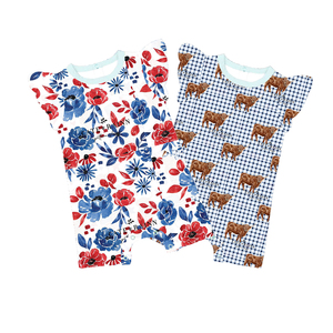 Ropa Infantil para el 4 de Julio, Ropa de Bebé de Alta Calidad, Monos con Mangas con Volantes y Estampado Floral, Venta al por Mayor - Product Image 1