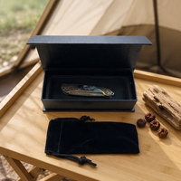 Couteau de survie pliant d'extérieur, couteau de poche pliant en acier Damas, couteau de survie en milieu sauvage, manche en laiton Baobei Shell