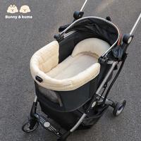 Poussette pour animaux de compagnie (chats et chiens) améliorée avec bords antidérapants, doublure intérieure étendue, serviette magnétique anti-rayures, résistante à l'usure et aux taches
