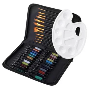 12 Brushes Acrylic Paint Set 24 Color Acrylic Paint Pack 12ml Fine Art Acrylic Painting Pack