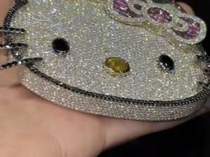 Custom Vvs Moissanite ciao gattino ciondolo cartone animato stile Hip Hop ghiacciato 925 argento rotondo taglio brillante diamanti ciondolo gioielli - Product Image 2