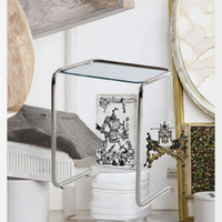 Table d'appoint moderne et traditionnelle en acier inoxydable, sans pliage, pour petit appartement, table de chevet de chambre, mini table basse de salon