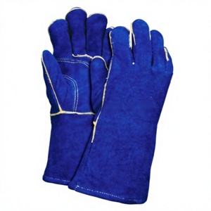 Gants de soudage TIG en cuir véritable bleu, gants de soudage TIG, gants de sécurité, longueur poignet, thermiques - Product Image 1