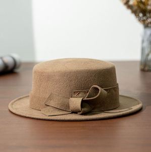 A042806 100% Wool Elegant Top Hat with Bow Knot Adjustable Fit Unisex Four Seasons Business Party Outdoor Travel Hat - Product Image 3