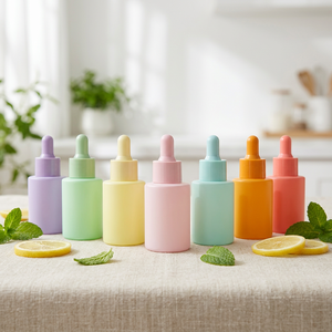 Botellas de Vidrio con Gotero en Color Pastel Macaron con Logotipo Personalizado al por Mayor, Frascos de Suero Brillantes de Color para Esencia Facial y Aceite Esencial - Product Image 2