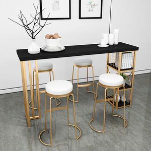 Mostrador de bar moderno, mesas y sillas, té de la leche, mesas y sillas de patas altas, combinación de mostrador de Bar de madera maciza Simple - Product Image 3