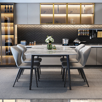 Vente directe d'usine, table à manger en pierre frittée de style moderne à prix avantageux avec pieds en métal, meubles pour la maison