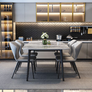 Tavolo da Pranzo in Pietra Sinterizzata Stile Moderno con Gambe in Metallo, Vendita Diretta dalla Fabbrica, Arredamento per la Casa - Product Image 3