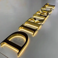 Letrero LED 3D Personalizado con Letras Doradas, Retroiluminado, para Exteriores, Logotipo Comercial para Fachada de Edificio