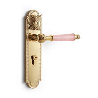 Poignée de porte vintage française dorée avec motif ange en relief, serrure de porte silencieuse pour portes principales intérieures