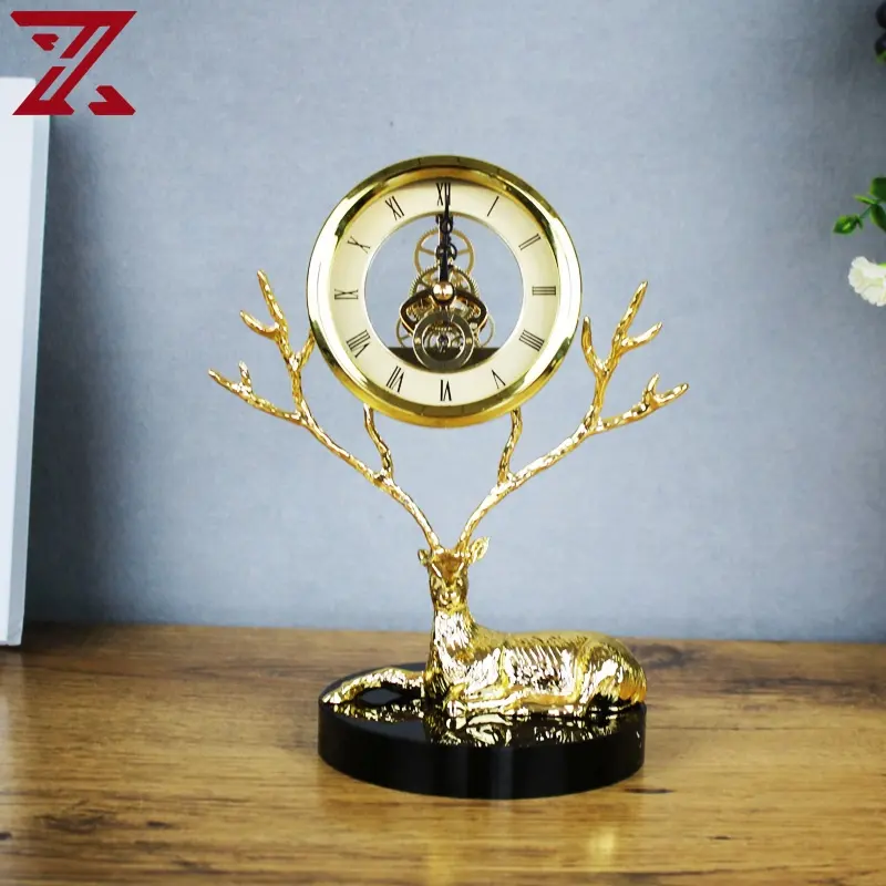 China factory custom cheap mini antique metal elk desk clock ues home and office table&desk