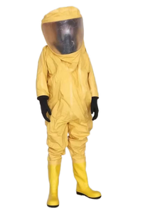 Combinaison de sécurité chimique étanche de taille moyenne (RHF1C Jaune) - PVC ignifuge, compatible avec les équipements respiratoires - Product Image 3