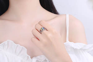 TK Hot Sell Fashion Personality Rainbow Crown <b>Ring</b> Sense of Niche Design Diamond Setting <b>Adjustable</b> <b>Ring</b> - Product Image 5