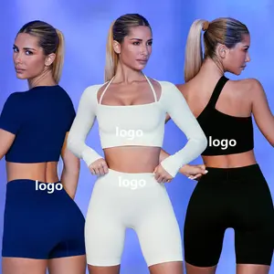 Transpirable sin costuras Athletic Active Wear Gym Ropa de manga corta Active Stretch Sport fitness mujeres yoga body suit