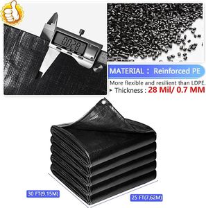 Revestimiento Reforzado de 15x20 Pies, 28 Mil, de <span class=keywords><strong>Polietileno</strong></span> Negro para Estanques de Peces Koi, para Jardines Acuáticos, Cascadas y Fuentes - Product Image 5
