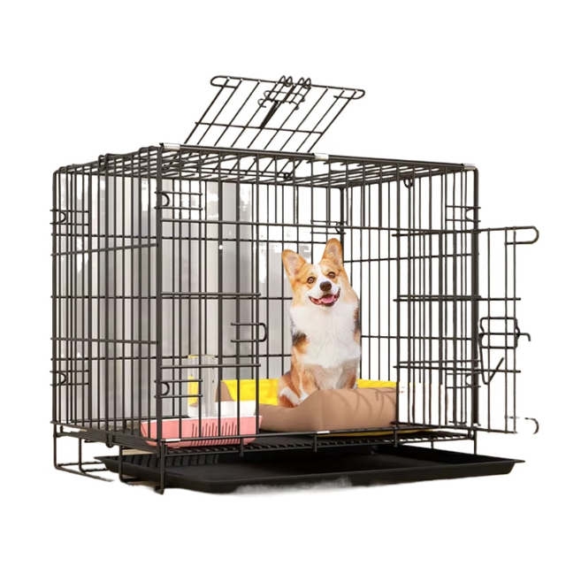 Wholesale Factory Luxury Square Foldable Collapsible Wired Metal Dog Crate Stackable Animal Cages Steel Wire Pet Cages Houses