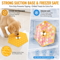 Tapis de léchage hexagonal en silicone alvéolé portable pour animaux de compagnie, distributeur lent pour chiens et chats (aliments humides) - Vente en gros