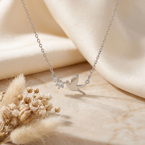Collier en argent sterling 925 avec collier ras du cou en moissanite en forme d'hirondelle, style coréen tendance pour femme, plaqué or - Product Image 3