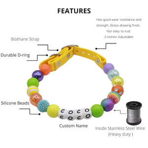 Ajustable impermeable femenino lindo fiesta accesorio elegante diseñador collar 20MM diamantes de imitación Bubblegum cuentas nombre perro Collar - Product Image 4