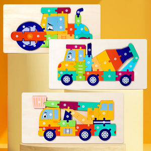 Puzzle 3D per Bambini con Veicoli, Blocchi di Legno Multicolore, Gioco Educativo Precoce per lo Sviluppo dell'Intelligenza, <50 Pezzi, Età Prescolare - Product Image 3