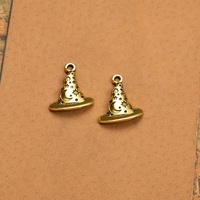 Breloque Chapeau de Sorcière 21x18mm Lune Étoile, Pendentif en Alliage de Zinc à 1 Boucle pour Collier d'Halloween