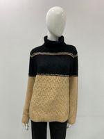 Pull en tricot à col roulé à manches longues décontracté pour femmes, hiver