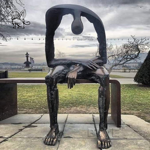 BLVE extérieur rue moderne <span class=keywords><strong>Art</strong></span> décor coulée assis abattu perdu Statues en métal humain Bronze jardin Sculpture abstraite - Product Image 2