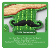 Écusson personnalisé en tissu brodé de cactus Logo thermocollant chapeau de fleurs Écussons brodés Country Iron pour chapeaux