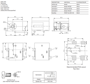 PJ-014CH-SMT-TR a basso profilo SMT DC Jack di potenza 3.5A 24V 30mΩ connettore 5000 cicli Reflow Solderable ROHS per droni/indossabili - Product Image 3