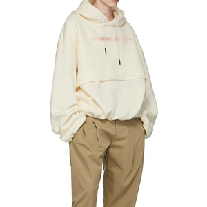 En <span class=keywords><strong>blanco</strong></span> sudaderas con capucha de manga larga <span class=keywords><strong>jersey</strong></span> de gran tamaño unisex Sudadera con capucha - Product Image 6