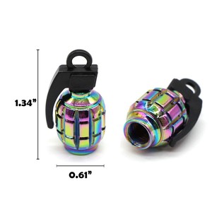 Tapa de válvula Rainbow Grenade de aleación de aluminio con acabado iridiscente para neumáticos de bicicleta - Product Image 3