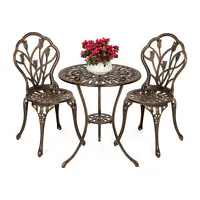 European Style Bronze Cast Aluminum Antique Outdoor Furniture Chairs and Table Bistro Patio Garden Sets