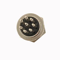 Conector Circular Metálico GX16 M16 de 8 Pines, Macho, para Montaje en Panel, con Pin Sólido Largo Mecanizado y Placa PCB Plateada, Tipo Through Hole