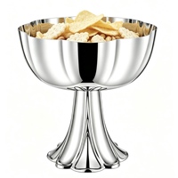 Bol en acier inoxydable poli miroir de luxe, base en forme de lotus, bol décoratif pour fruits, pour la maison, le dîner, l'hôtel, le buffet