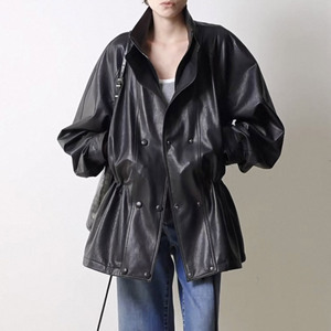 Nuevo Abrigo de Piel de Oveja con Cordón en la Cintura, Estilo Trench, para Mujer, Personalizado, de Longitud Media, Piel de Oveja Genuina - Product Image 1