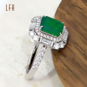 Bagues de mariage personnalisées romantiques en or 18 carats Au750 10K 14K 18K Or massif véritable avec émeraude naturelle Or véritable 18 carats - Product Image 2