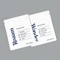 Sachets d'emballage personnalisés imprimés pour filtres à café en poudre, pochettes à trois soudures latérales, enveloppes plates en plastique vides pour thé, sachets de café pour filtration.