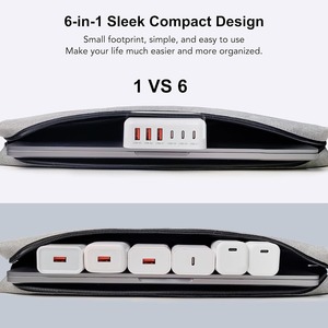Estación de Carga USB-C GaN de 6 Puertos y 100W, Adaptador de Corriente, Cubo de Carga para <span class=keywords><strong>iPhone</strong></span> 15 14 13 12 <span class=keywords><strong>11</strong></span> Pro, Cámara, Laptop, PD - Product Image 4