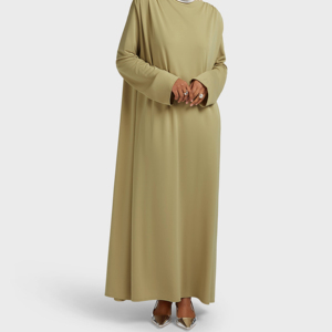 Falciatura Premium Jersey plissettato Abaya alta qualità drappeggiato spalla lunga <span class=keywords><strong>abito</strong></span> per donne musulmane - Product Image 3