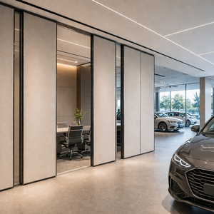 Système de cloisons hybrides avec bandes de <span class=keywords><strong>verre</strong></span> verticales pour salles d'exposition automobiles, bureaux et salons VIP - Product Image 1