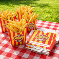 Gobelets en papier personnalisés pour frites, résistants à la graisse, emballages pour restauration rapide, boîtes à emporter, cônes pour frites, cartons
