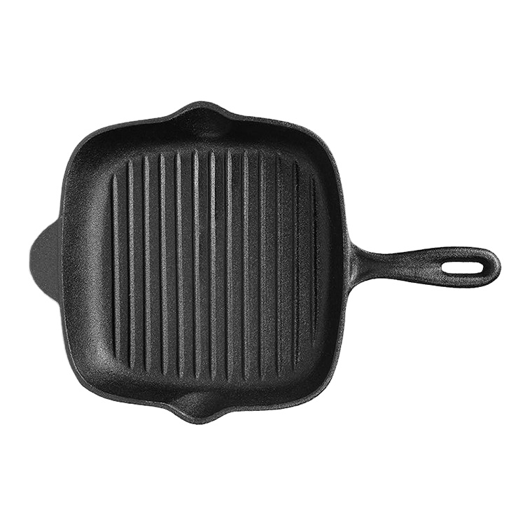 Черная гриль-тарелка для барбекю, предварительно жареная чугунная реверсивная сковорода