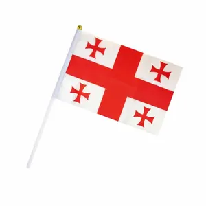 100% 涤纶促销定制格鲁吉亚迷你棒旗手持挥舞旗帜所有国家