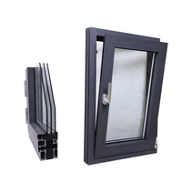 Fenêtres à battants verticaux en aluminium durable, insonorisées, résistantes à la chaleur, double vitrage, ouverture vers l'intérieur, pour salon extérieur
